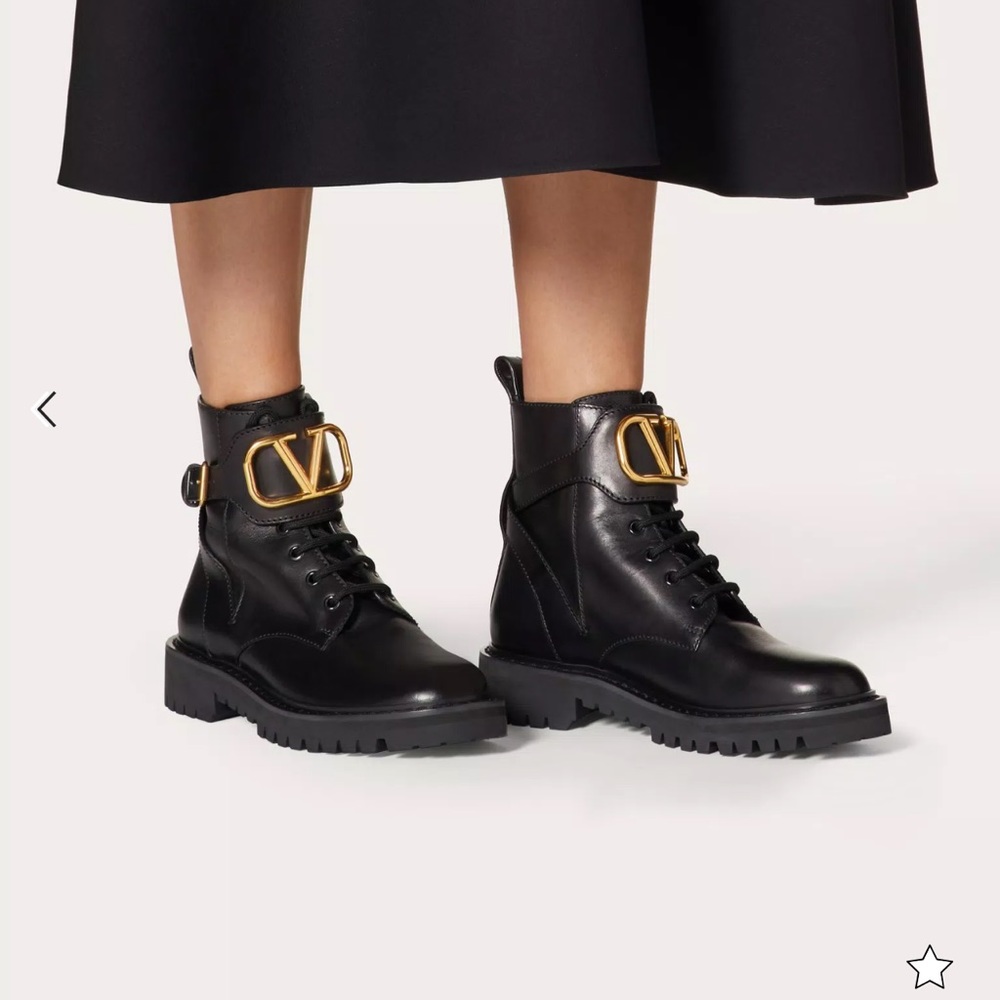 Valentino V-Logo Signature Black Combat Boots